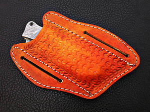 Couteau de poche pliant fait à la main en acier damas personnalisé lame en titane gaine en cuir fin pour le bricolage en plein air usage industriel OEM - Product Image 5