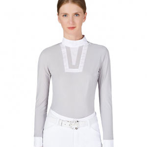 Chemises équestres pour femmes mélangeant le style de façon transparente avec des hauts à manches longues offrant des couches de base et des hauts de spectacle à séchage rapide - Product Image 6