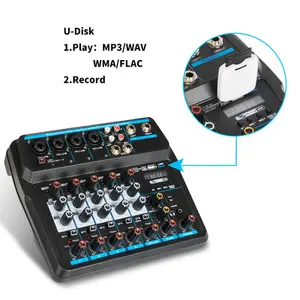 Console mixer de áudio u6 wireless, com 6 canais usb, conectar áudio, mixer, controle dj