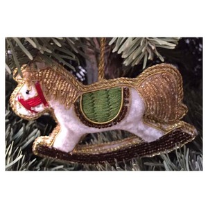 Hand Embroidery Christmas <b>Tree</b> Hanging Horse <b>Ornament</b> - Product Image 1