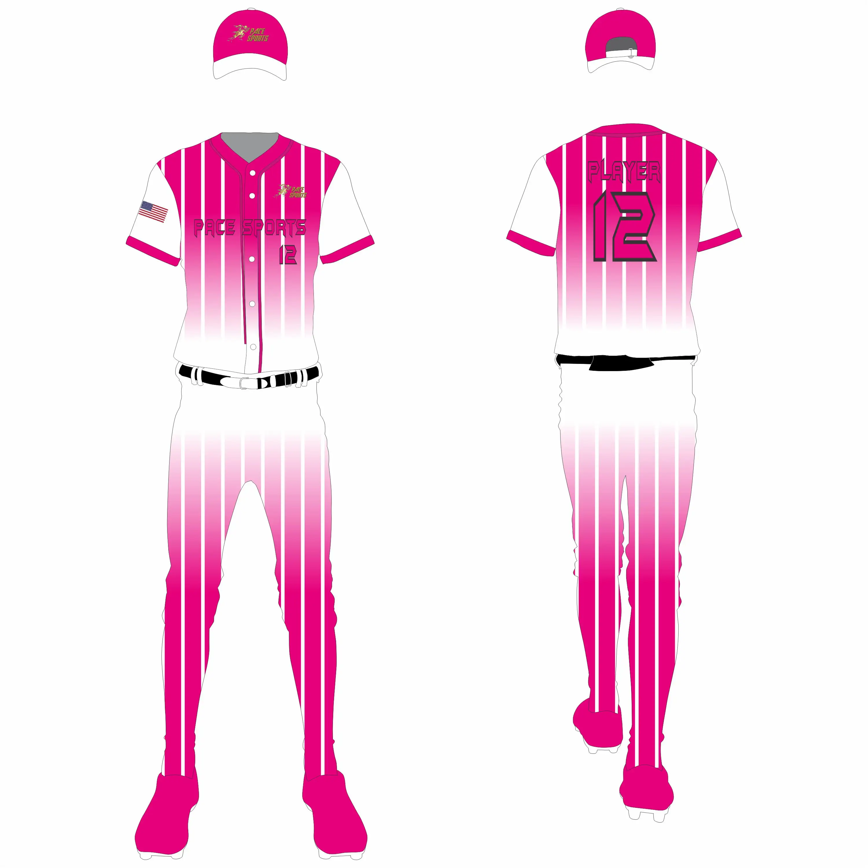 Высококачественные розовые бейсбольные Джерси с сублимационной печатью, бейсбольные Джерси и розовые бейсбольные униформы с сублимационной печатью