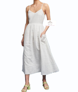 Vintage ethnique bohème robe en lin 100% tissé longue Spaghetti sangle respirant vêtements d'été pour les gitans et les hippies - Product Image 1