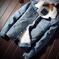 Veste en jean coupe-vent pour homme de haute qualité en gros, avec doublure en fausse fourrure, polyester/coton