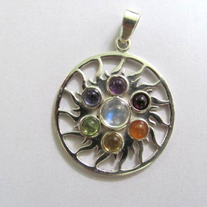 Pendentif rond de soleil pour Chakra, acheté le populaire en ligne, en argent 925, 925 - Product Image 1