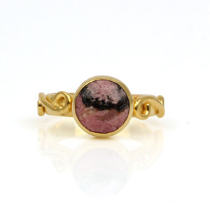 2025 Best Selling 925 Sterling Silver <b>Fine</b> <b>Ring</b> Natural Gemstone Rhodonite 10mm Gold Plated Custom Eternity Bezel Setting - Product Image 2