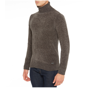 Pullover marrone da uomo di alta qualità Made in Italy abbigliamento dolcevita manica lunga in ciniglia - Product Image 3