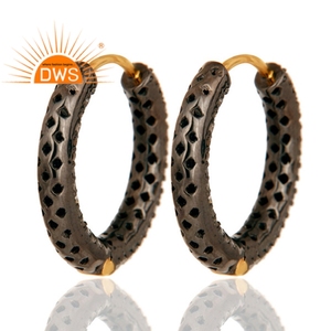 Nouvellement Arrivé Solide 14k Or Jaune Serti Diamant Rond Boucles D'oreilles Fabricant De Bijoux - Product Image 3