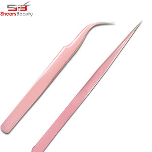 Pinzas de pestañas de acero inoxidable para mujer, pinzas de extensión de pestañas de volumen hechas a mano - Product Image 1