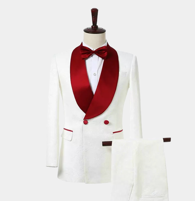 White made to order double breasted wedding suits custom tuxedo for men