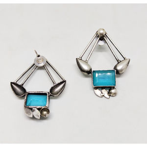 wholesale New arrival latest treanding handmade <b>silver</b> look stone <b>stud</b> ethnic <b>earings</b> for women and girls - Product Image 1