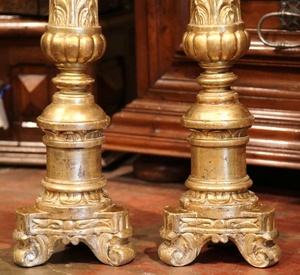 Carved Giltwood <b>Candlestick</b> <b>Holder</b> Pair for Home Decoration - Product Image 4