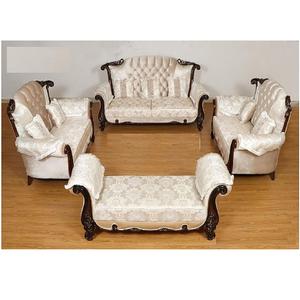 Teak Wood Polish <b>7</b> <b>Seater</b> Modern <b>Sofa</b> Set for Home Hand Carved Durable Living Room Furniture - Product Image 1