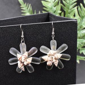 Boucles d'oreilles en coquillage conque pour femmes, accessoires de bijoux, en forme de fleur, petite taille, tendance, - Product Image 2