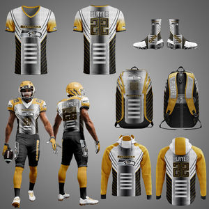 Camiseta elástica de fútbol americano para adultos OEM, aparejos de alta calidad, sarga personalizada, equipos de clubes, uniforme corto, 100% poliéster, personalizado - Product Image 1