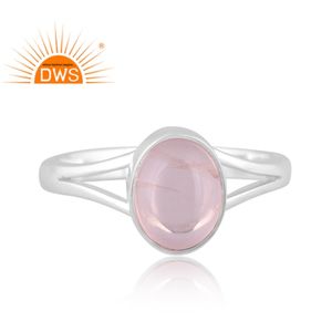 Newly Design 925 Fine Sterling Silver Natural Rose Quartz Gemstone <b>Split</b> Band <b>Ring</b> Jewelry Manufacturer - Product Image 2