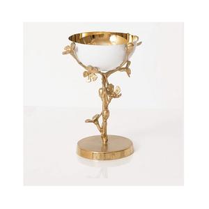 Quemador Oud de forma redonda de diseño atractivo Quemador de incienso árabe chapado en oro de latón con soporte de diseñador en la India - Product Image 5