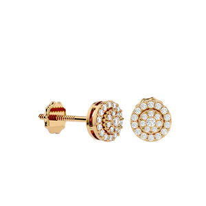 Meilleur cadeau d'anniversaire pour enfants : Boucles d'oreilles clous en or 14 carats avec grappe de diamants naturels ronds, style Hip Hop - Product Image 1