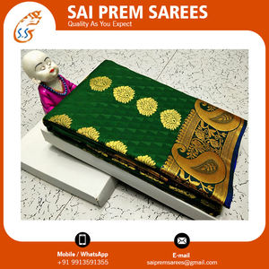 เสื้อส่าหรีผ้าไหมกึ่ง Kanchipuram แฟชั่นสองด้านลายบานาราสเคดีคอลเลกชันสไตล์ชนเผ่าสำหรับผู้ใหญ่ส่งออกจำนวนมาก - Product Image 4