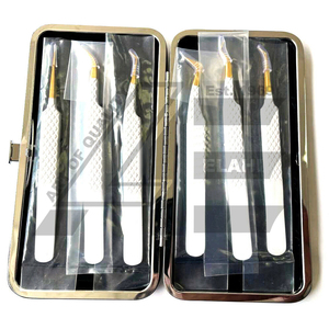 Ensemble professionnel de 6 pinces à épiler pour extensions de cils en or rose 2026, pinces pour cils volumineux, ensemble professionnel - Product Image 6