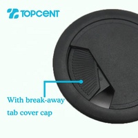 Topcent ronde en plastique blanc table d'ordinateur bureau mur fil couverture de trou passe-câble