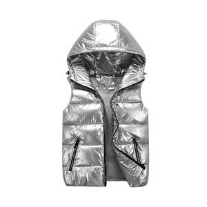 Chaqueta acolchada vaquera brillante de gran tamaño con logotipo personalizado para hombre, chaleco de invierno a la moda de nuevo diseño, abrigo de plumas con burbujas - Product Image 1