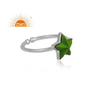 Gema de cobre verde Natural, anillo apilable de corte de estrella, fabricante de joyería, proveedor de anillo de Plata de Ley 925 sólida - Product Image 3