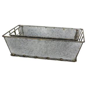 Plateau de service en métal galvanisé de 20 l, plateau de service rustique avec poignées en bois - Product Image 1