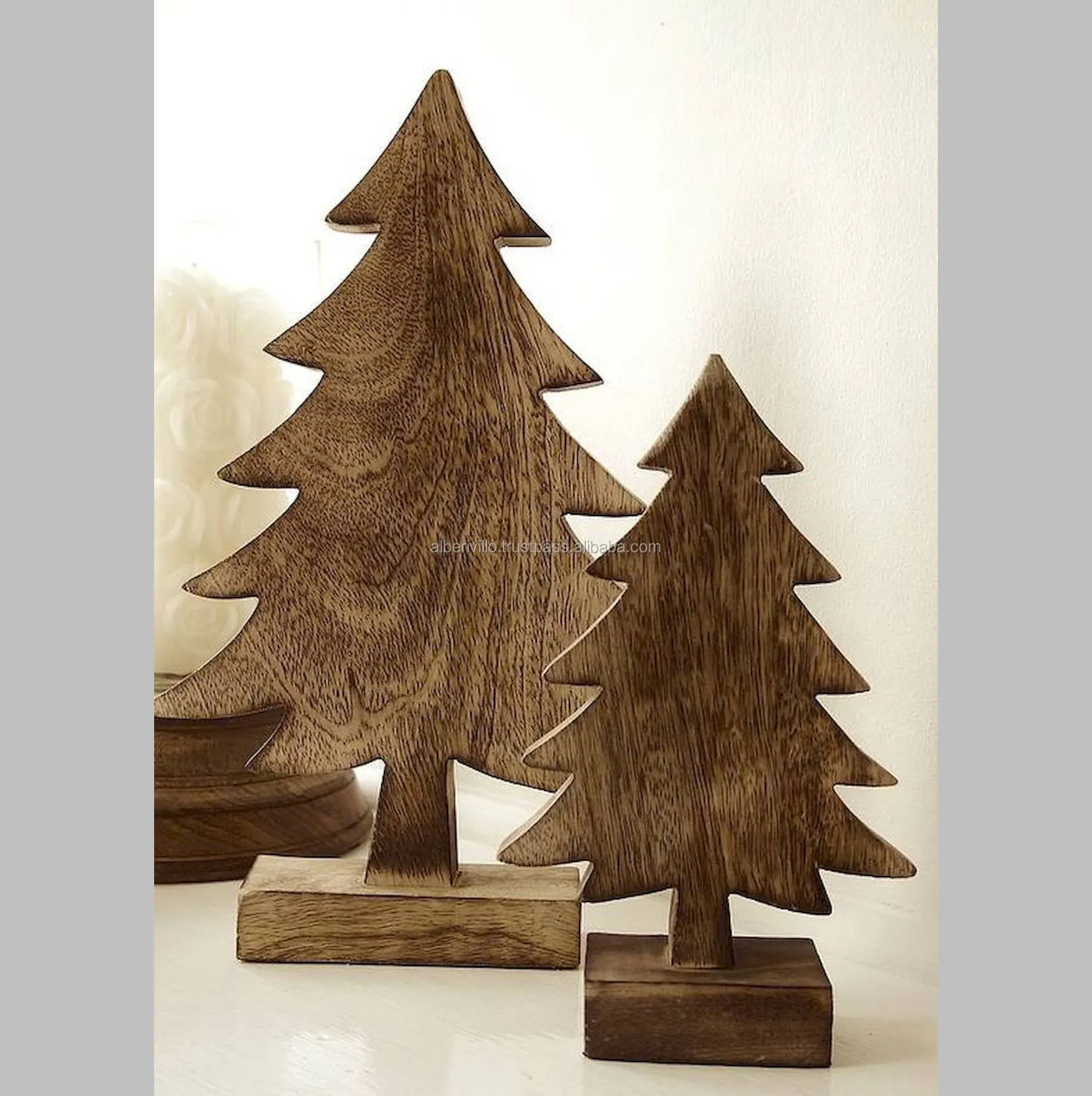 Árbol de madera hecho a mano para decoración de fiesta de Navidad, Mango artesanal, regalo de Navidad, venta al por mayor