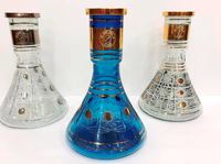 Farida Hookahs Premium-Qualität Ägyptische Pyramidenförmige Glas-Luxusvasen Handgefertigte Spiegeltechnik 24 Karat Gold 30-32cm