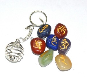 Wholesaler of Chakra Sanskrite Tumbled Keychain Set | Chakra Sanskrite Tumbled Keychain Set - Product Image 1