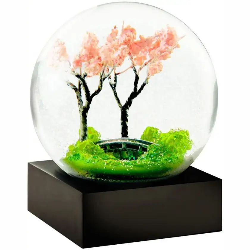 Bolas de nieve de cristal para decoración, árboles de Primavera de resina, personalizado, venta al por mayor