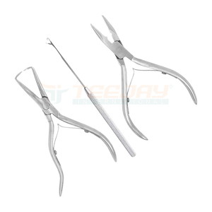 TEEJAY's <b>Plier</b> <b>set</b> #15070 Silver Finished 5" <b>Plier</b> with Curved Handle, Hair Extension tools kit with 2 <b>Pliers</b> and 1 Hook Needle - Product Image 1