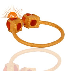 Conjunto de puntas de cornalina roja, anillo de plata de ley chapado en oro de 18 quilates, anillo ajustable de diseñador, proveedor de joyas, Colección clásica - Product Image 2