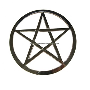 Tuile d'autel en métal découpée en pentagramme, argentée, 8x8 pouces, pour hôtel, bureau, maison, restaurant et décoration murale de Noël - Product Image 1