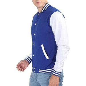 Chaqueta con Logo personalizado para hombre y mujer, chaqueta unisex de talla grande con mangas de cuero y estilo Bomber, venta al por mayor - Product Image 2