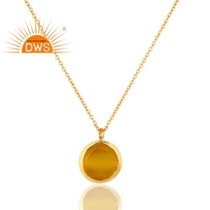 Fabulous Yellow Moonstone Necklace 18k Gold Plated Sterling Silver Round Pendant Necklace Jewelry Supplier - Product Image 2