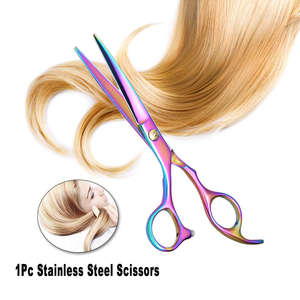 Ciseaux de barbier professionnels en acier inoxydable, Instruments de beauté, de couleur arc-en-ciel, pour la coiffure et les cheveux, CE ISO - Product Image 6