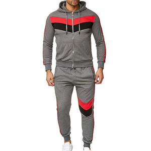 Ensemble de sport d'hiver pour homme, deux pièces, imprimé uni, 100% coton, sweat-shirt à fermeture éclair, pantalon, séchage rapide, léger - Product Image 3