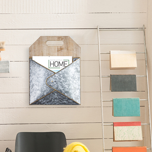 Pochette murale en bois pur et métal galvanisé avec finition brute parfaite pour l'organisation du courrier et des magazines à des prix abordables - Product Image 3