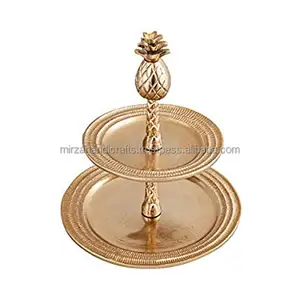 Gold Color 2 Tier Luxury Pineapple Serving Stand Handcrafted Serving Stand with resin epoxy mold Material for Cake Dessert