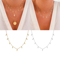 ROXI — Mini collier en argent Sterling S925, Mini goutte d'eau, diamant, Style empilé, chaîne de clavicule