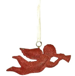 METAL ROJO BRILLO COLOR ÁNGEL DECORACIÓN DE NAVIDAD ORNAMENTO COLGANTE USO DE NAVIDAD DE ALTA CALIDAD - Product Image 1