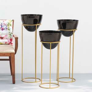 Pots de fleurs décoratifs pour jardin, 12 pièces, plantes en métal plaqué or, à l'intérieur et à l'extérieur, support en métal - Product Image 5