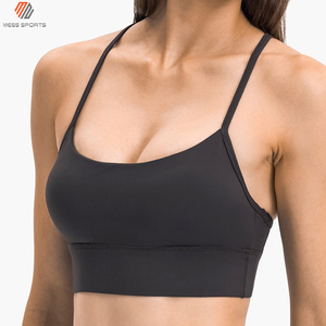 Sexy Hollow <b>Back</b> Wide Hem High <b>Support</b> Crisscross Straps U-Neck Spandex/Polyester Gym Fitness Yoga Sports Bra Solid Color Custom - Product Image 6