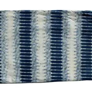 Soyut Indigo baskı hint Ikat tasarım el blok baskı kumaş
