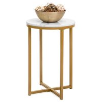 Eleganter runder Marmor-Beistell tisch mit goldenem Metallrahmen Ideal für modernes Wohnzimmer Robustes, leichtes und stilvolles Dekor