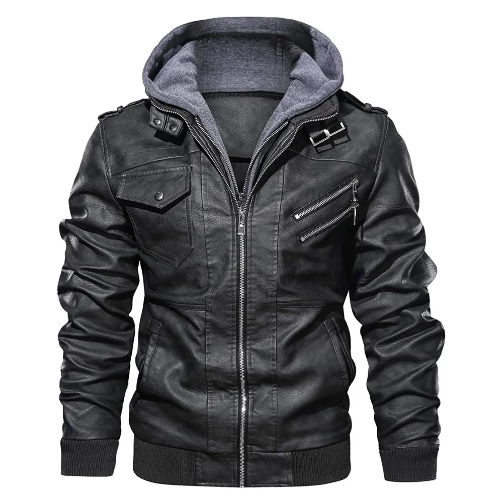 Best hooded motor bike leather jacket CE Approved, AA Rated Tailor fitting, Customized logo, Prime Protection