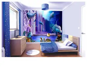 Thế Giới Biển Tùy Chỉnh Cá Heo Cá Cảnh 3D Vinyl Hình Nền Cho Trang Trí Phòng Trẻ Em