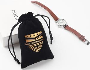 Sofar International Customized Drawstring Gift Jewelry Velvet Coin Pouches <b>Black</b> Perfume Watch Packing Bag - Product Image 4