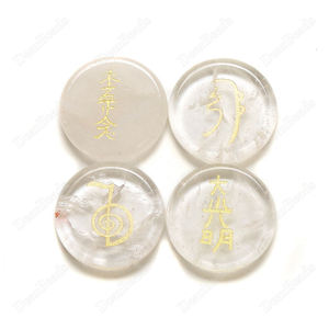 Juego de Piedras Curativas de Cristal Reiki Naturales Grabadas, Planas y Redondas, Cho Ku Rei, Sei Hei Ki, Hon Sha Ze <span class=keywords><strong>Sho</strong></span> Nen, Dai Ko Myo, 25 mm, 5 mm - Product Image 6